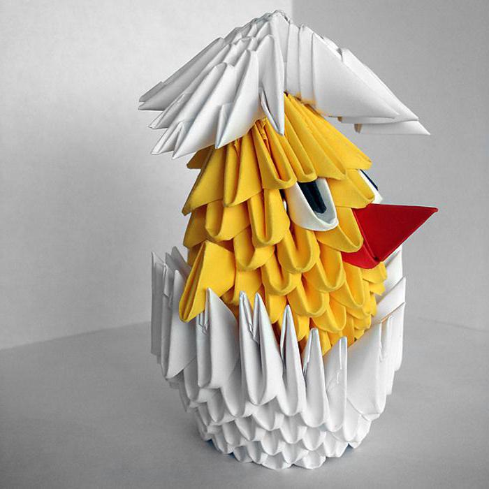 Модульное оригами «Цыплёнок» — простые схемы сборки