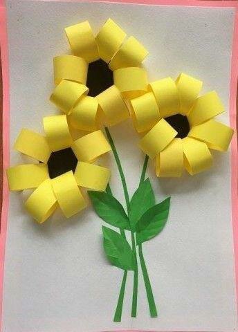 аппликация подсолнух из цветной бумаги 