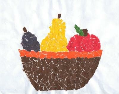 аппликация ваза с фруктами ветками