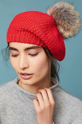 вязаные шапки с мехом