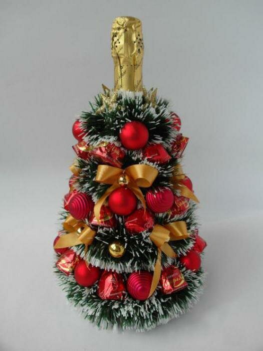 украсить бутылку шампанского конфетами своими руками