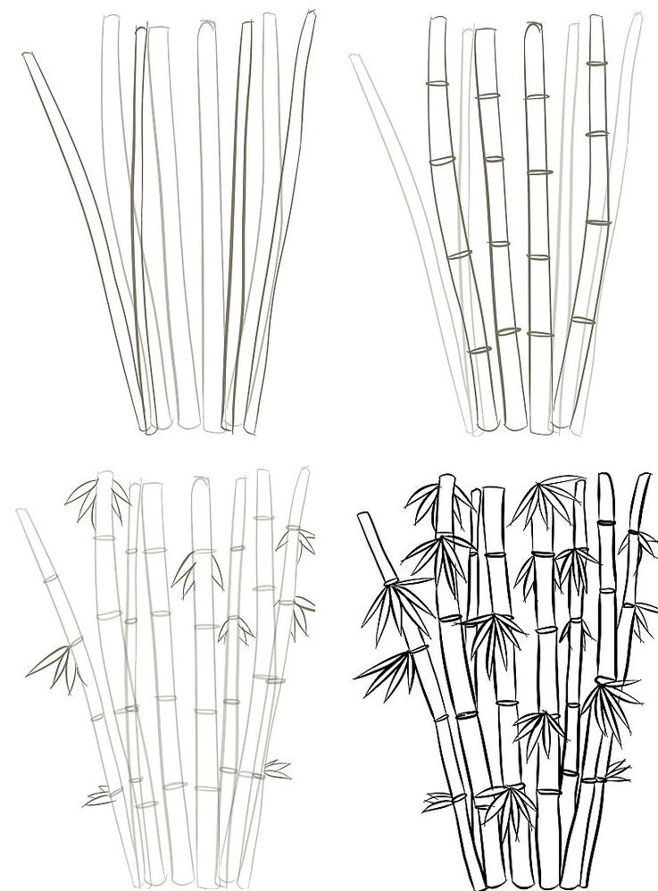 Как нарисовать карандашом бамбук?