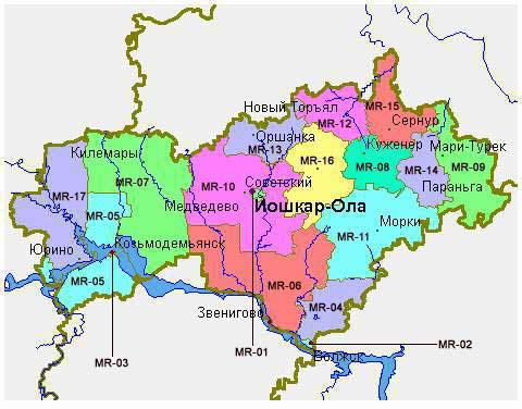 Карта марийской республики