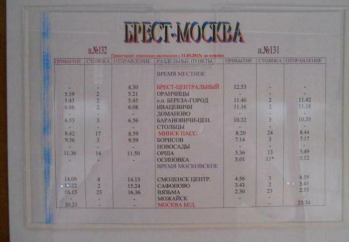 Поезд "Москва-Брест": расписание, маршрут и стоимость билетов